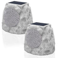 Postlucky Outdoor Rock Bluetooth Speakers Waterproof Solar Powered Wireless Rock Speakers Outdoor Waterproof with Lights RGB and TWS Pair All Weather for Outside Patio Deck Pool Garden BBQ (2-Pack)