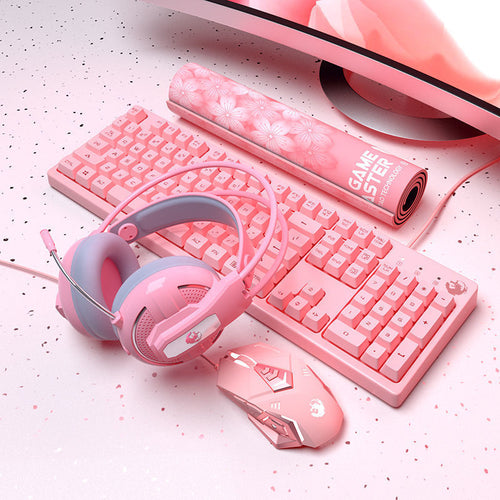 Cute Pink Mechanical Gaming Keyboard for Girls
