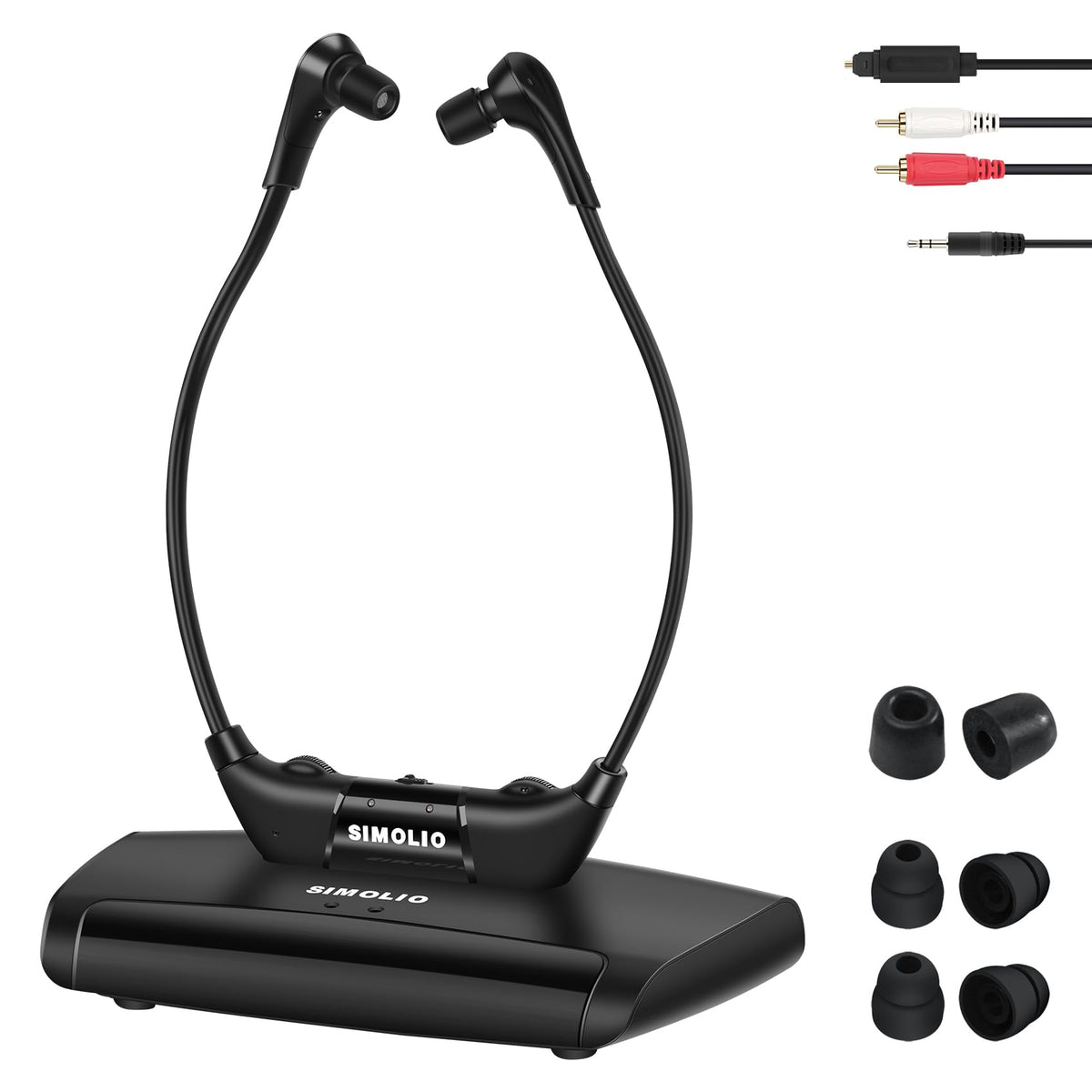 SIMOLIO Digital Wireless TV Headphones with Clear Dialog for Seniors & Hard of Hearing TV Hearing Device with Balance Control & Ambient Sound Listener Compatible with Smart TVs SM-863D