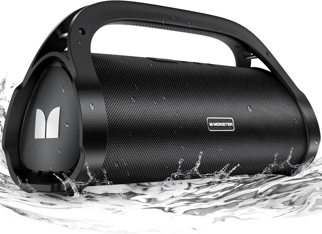 Monster Adventurer Max Boombox Bluetooth Speaker IPX7 Waterproof Outdoor Bluetooth Speakers with Double Subwoofer 100W Stereo Sound and Rich Bass Wireless Bluetooth Speakers for Home Party Beach