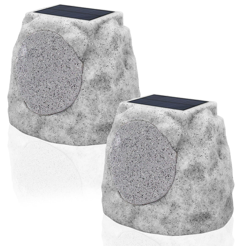 Postlucky Outdoor Rock Bluetooth Speakers Waterproof Solar Powered Wireless Rock Speakers Outdoor Waterproof with Lights RGB and TWS Pair All Weather for Outside Patio Deck Pool Garden BBQ (2-Pack)