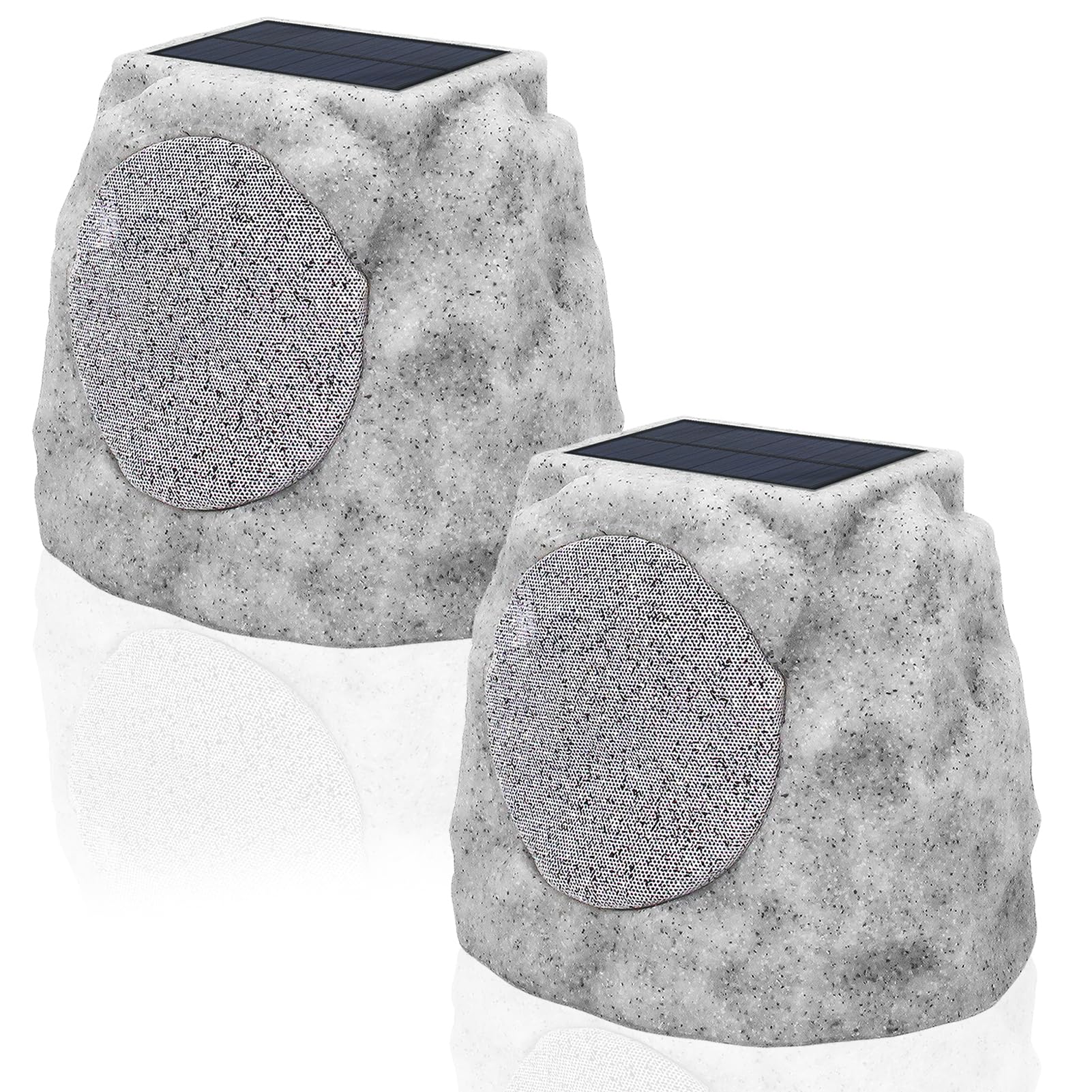 Postlucky Outdoor Rock Bluetooth Speakers Waterproof Solar Powered Wireless Rock Speakers Outdoor Waterproof with Lights RGB and TWS Pair All Weather for Outside Patio Deck Pool Garden BBQ (2-Pack)