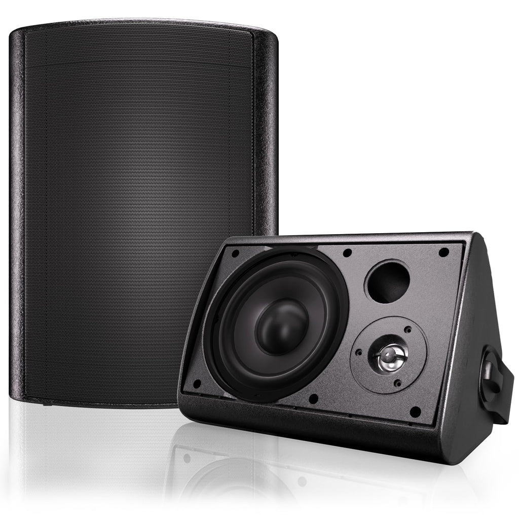 Herdio 6.5 Inches Indoor Outdoor Bluetooth Speakers Waterproof with Powerful BassWall Mount Speakers Wired Weather Resistant for Patio Home Deck Porch Backyard 400 Watts(Black)