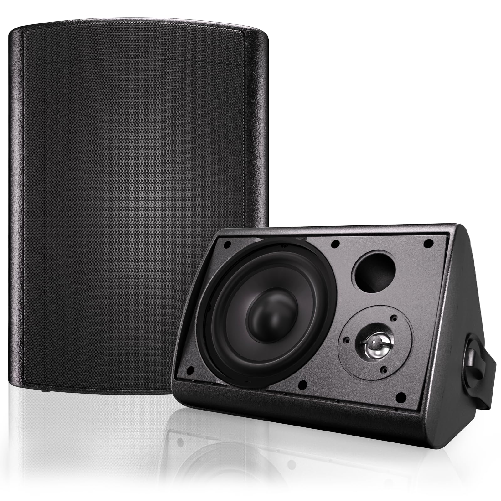 Herdio 6.5 Inches Indoor Outdoor Bluetooth Speakers Waterproof with Powerful BassWall Mount Speakers Wired Weather Resistant for Patio Home Deck Porch Backyard 400 Watts(Black)